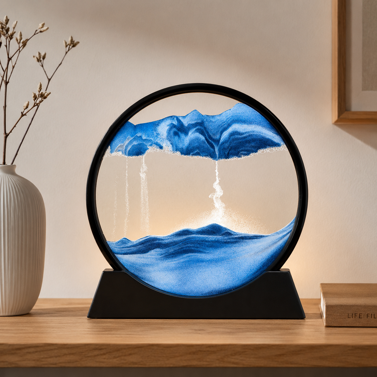 Moving Sand Art Picture – 3D Dynamic Deep Sea Sandscape with Display Stand | 8 Inch (Random Color)